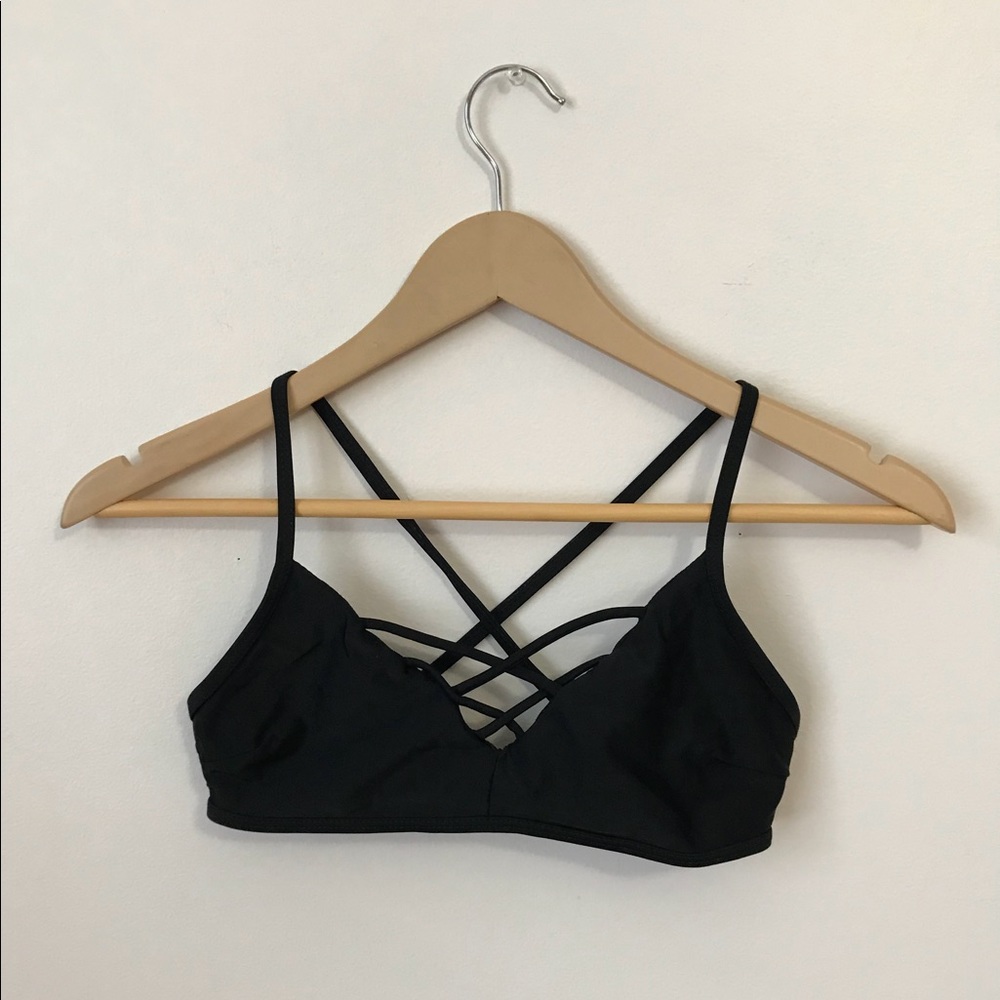 XPRESS BLACK CRISS CROSS SWIM TOP XS
